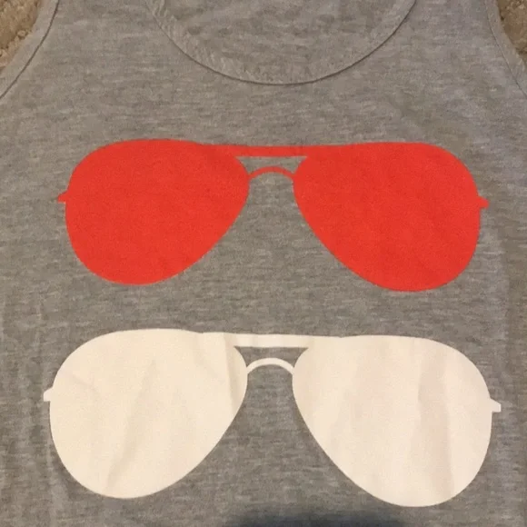 AMERICAN APPAREL Aviator Sunglasses Tank Top Red White and Blue - Picture 5 of 5